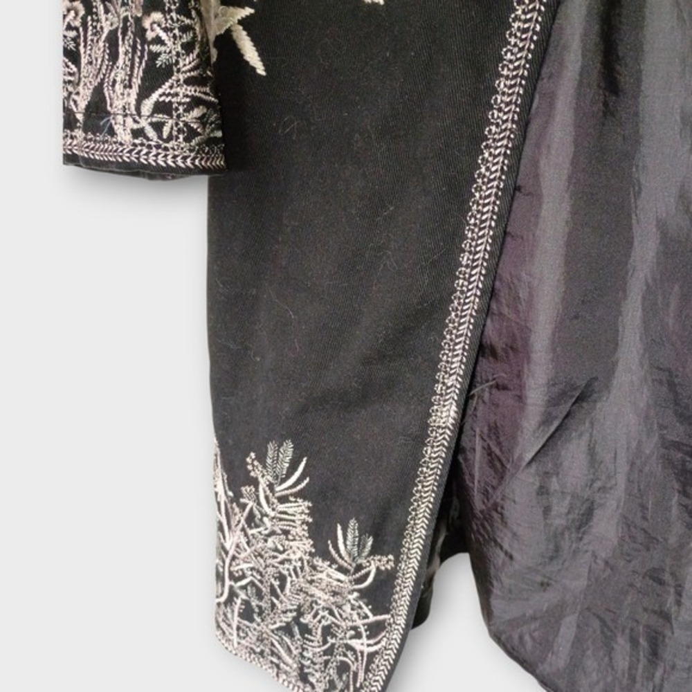 Paparazzi Womens Coat Sz S Embroidered Black Jacket Long Sleeves Y2K Bohemian - Picture 14 of 16